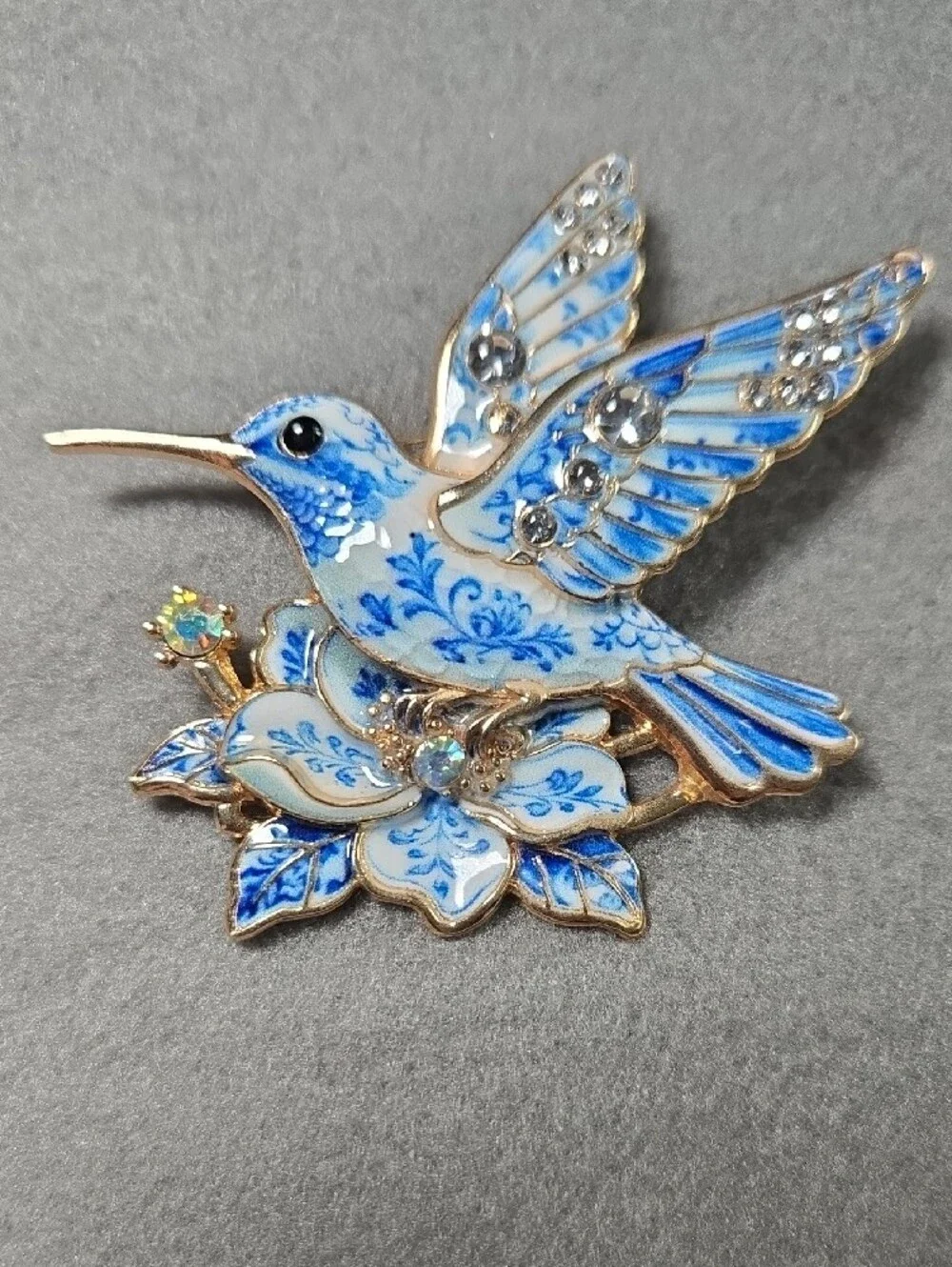 Blue Hummingbird Enamel Pin Brooch